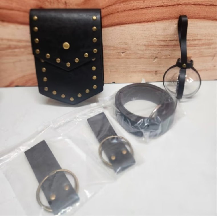 Renaissance Belt Pouch Medieval Viking Pirate Leather Bag Potion Bottle Set Skirt Hike Halloween Cosplay Costume