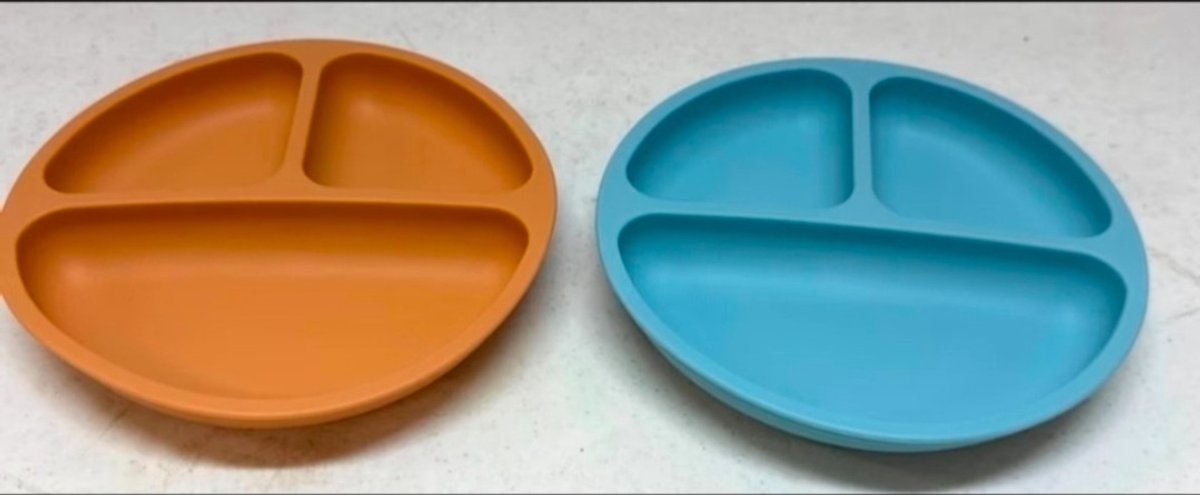 EKOSELA-Toddler Dishware Plate, 2 Pcs Silicone Plate with Divided Compartments, Suction Plates for Babies & Toddlers, BPA Free