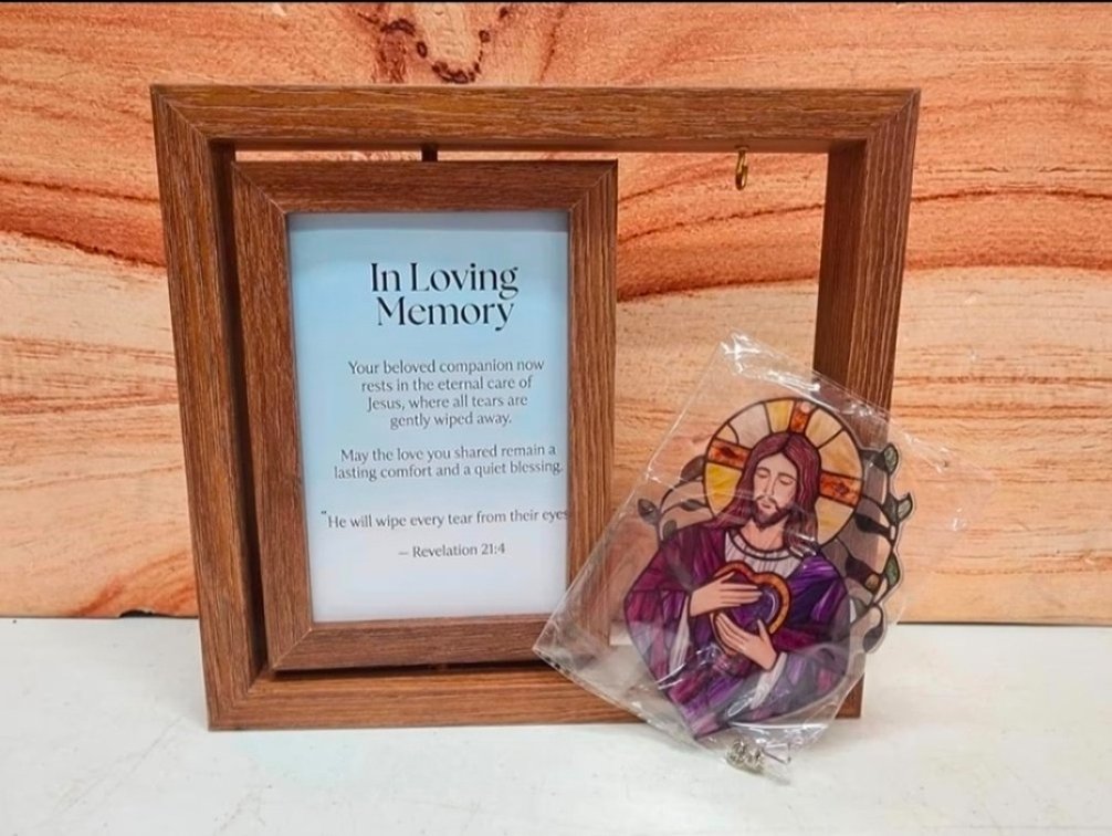 Dog Memorial Gifts for Loss of Dog - Rotating Wooden Picture Frame for 4x6 Photo - Pet Memorial Gifts - Loss of Cat Sympathy
