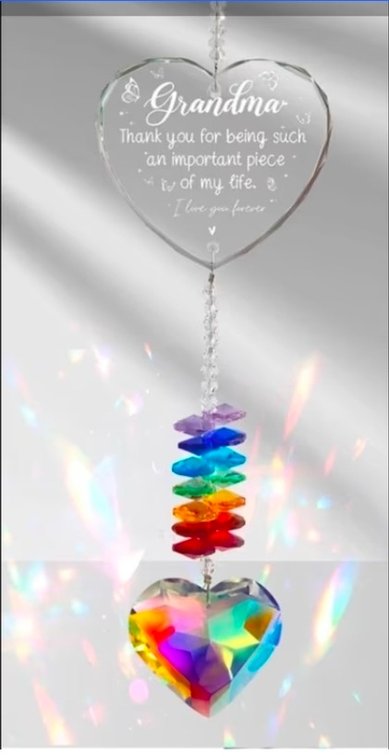 Grandma Gifts Crystal Suncatcher Birthday Gift for Grandma, Best Grandma Gifts from Granddaughter, Grandson, Grandchildren, Grandkids, for Window Hanging Ornament & Garden Home Decor