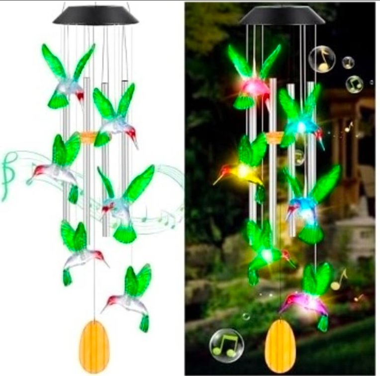 Hummingbird Wind Chimes Gift for Mom Birthday Gifts for Women Mom Butterfly Wind Chimes for Outside Gift for Grandma Solar Lights Garden Outdoor House Patio Décor