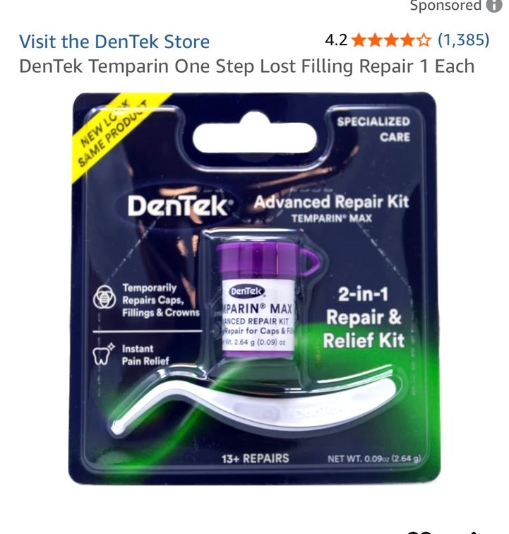 DenTek Temparin One Step Lost Filling Repair 1 Each