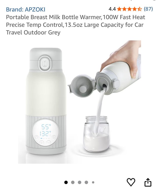 Retails $49.99 Portable Breast Milk Bottle Warmer,100W Fast Heat Precise Temp Control,13.5oz Large Capacity for Car Travel Outdoor Grey