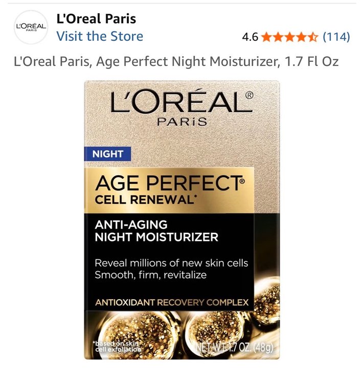 Retails $31 L'Oreal Paris, Age Perfect Night Moisturizer, 1.7 Fl Oz
