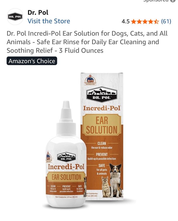Retail $14 Dr. Pol Incredi-Pol Ear Solution for Dogs, Cats, and All Animals - Safe Ear Rinse for Daily Ear Cleaning and Soothing Relief - 3 Fluid Ounces