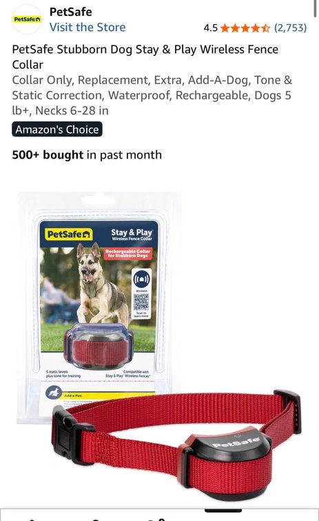 Retails $150 PetSafe Stubborn Dog Stay & Play Wireless Fence Collar Collar Only, Replacement, Extra, Add-A-Dog, Tone & Static Correction, Waterproof, Rechargeable, Dogs 5 lb+, Necks 6-28 in