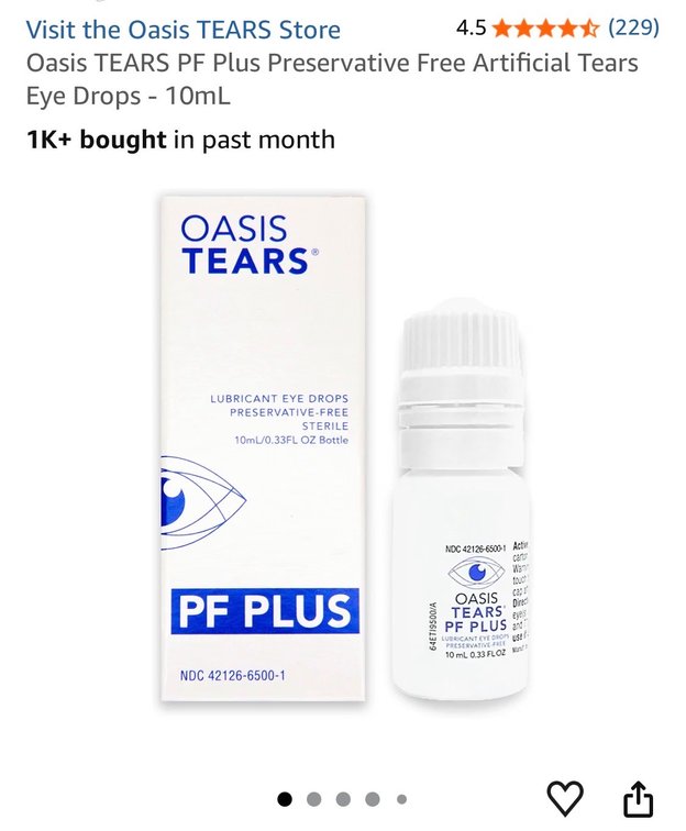 Retails $25 Oasis TEARS PF Plus Preservative Free Artificial Tears Eye Drops - 10mL