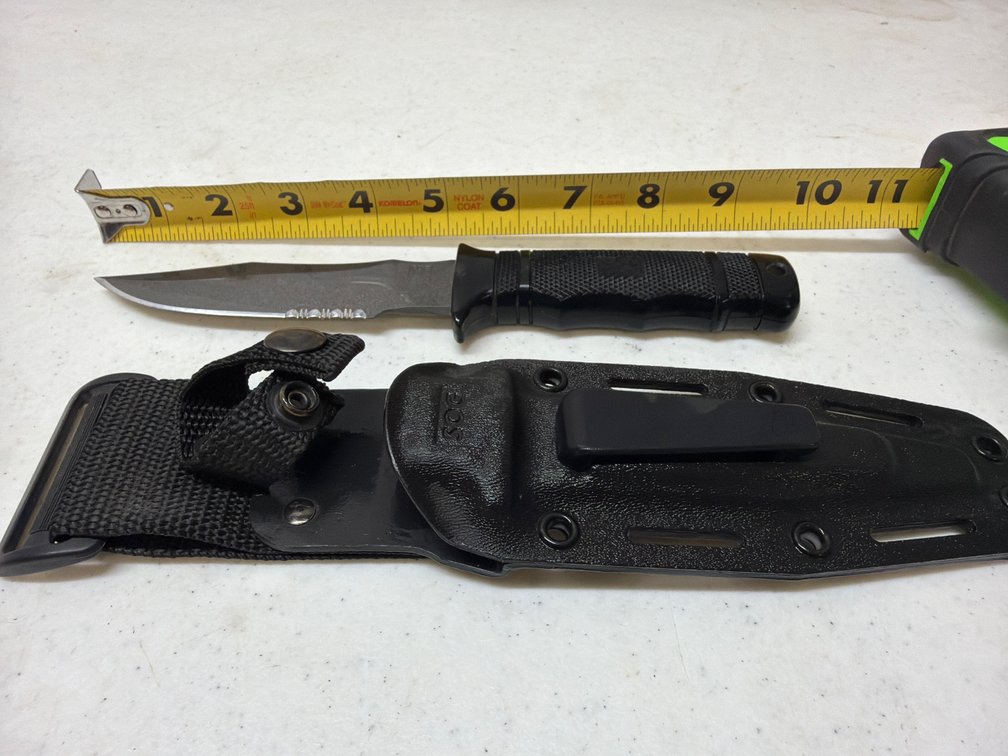 SOG knife with plastic snap in sheath