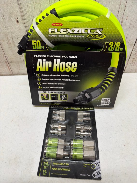 Flexzillq Pro 50ft with 14 piece 1/4” adapters