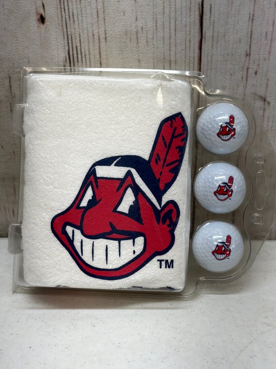 Cleveland Indians gold towel and balls