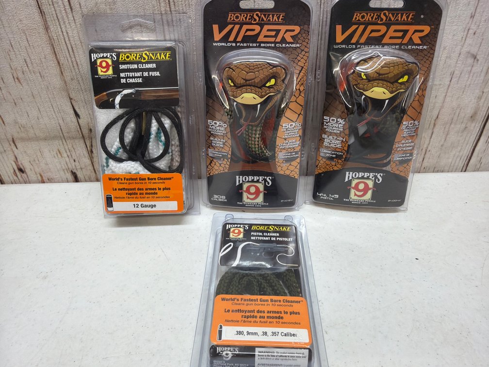 Bore Snake cleaners. Calibers in pic