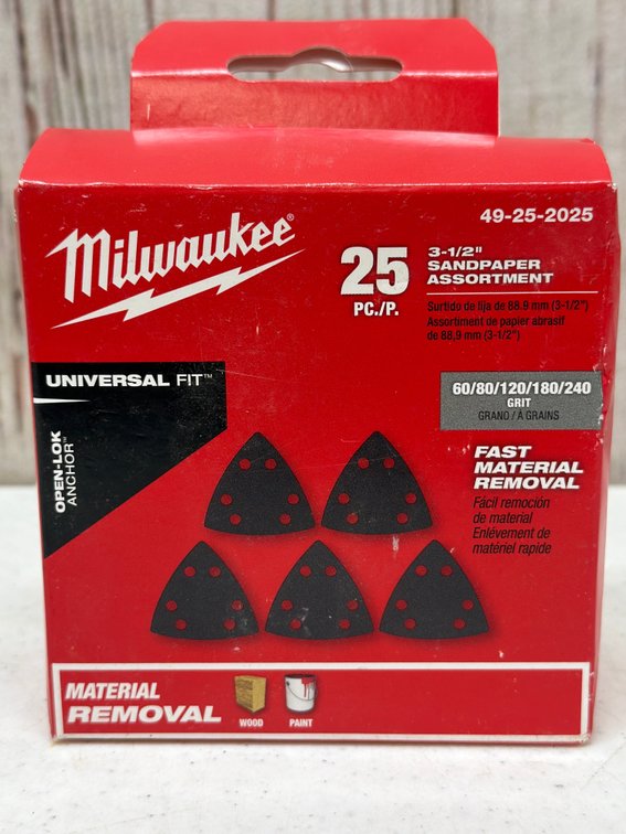 Milwaukee 25 piece 3 1/2 inch sandpaper assortment