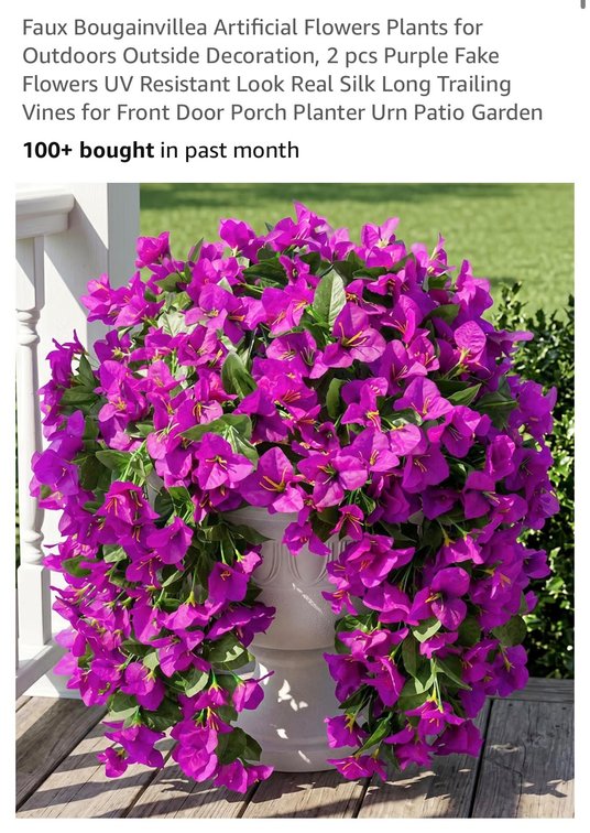 Flowers only! Faux Bougainvillea Artificial Flowers Plants for Outdoors Outside Decoration, 2 pcs