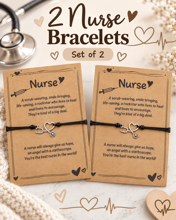 (2) nurses stethoscope heart bracelets