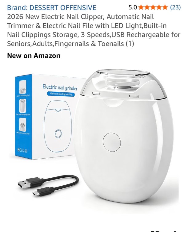 2026 New Electric Nail Clipper, Automatic Nail Trimmer & Electric Nail File with LED Light,Built-in