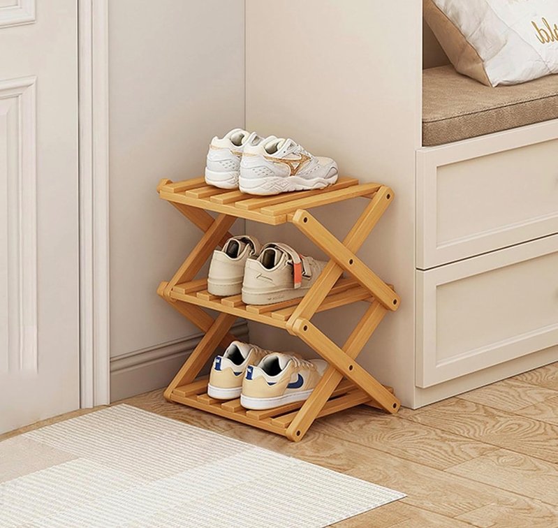 Small Shoe Rack, 3 Tier Portable Folding Shoe Storage
