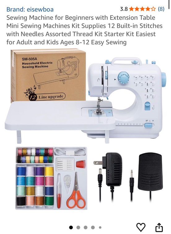 Sewing Machine for Beginners with Extension Table Mini Sewing Machines Kit Supplies 12 Built-in Stitches with Needles Assorted Thread Kit Starter Kit Easiest for Adult and Kids Ages 8-12 Easy Sewing