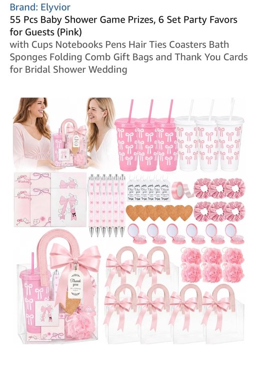 Retails $40 -55 Pcs Baby Shower Game Prizes, 6 Set Party Favors for Guests (Pink