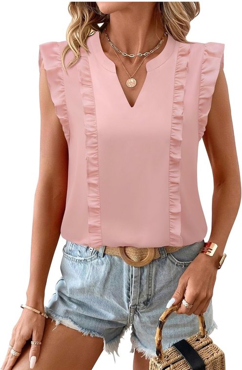 Size M Timeson Women's Tops Dressy Casual Sleeveless Business Work Blouses Chiffon Office Tanks