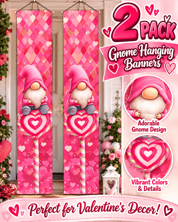 2 Gnome Valentines Banners