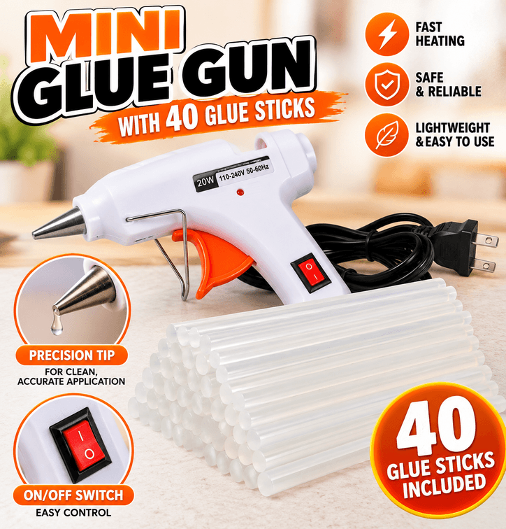 Mini glue gun with 40 sticks