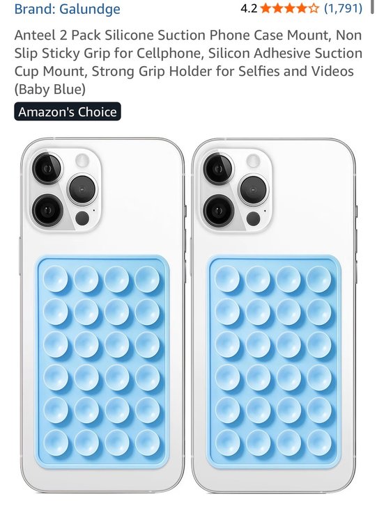 2 Pack Silicone Suction Phone Case Adhesive Mount, Silicone Sticky Holder for iPhone and Android