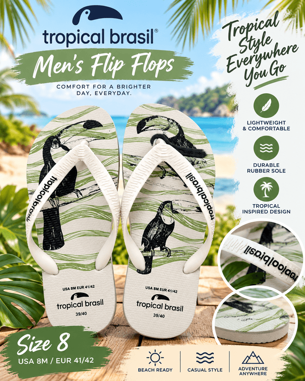 Retail $36 Mens 8 Tropical Brasil designer sandal