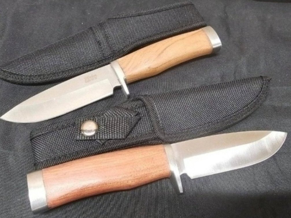 (2) 4.25in Blade Rosewood Handle Engravable Knife