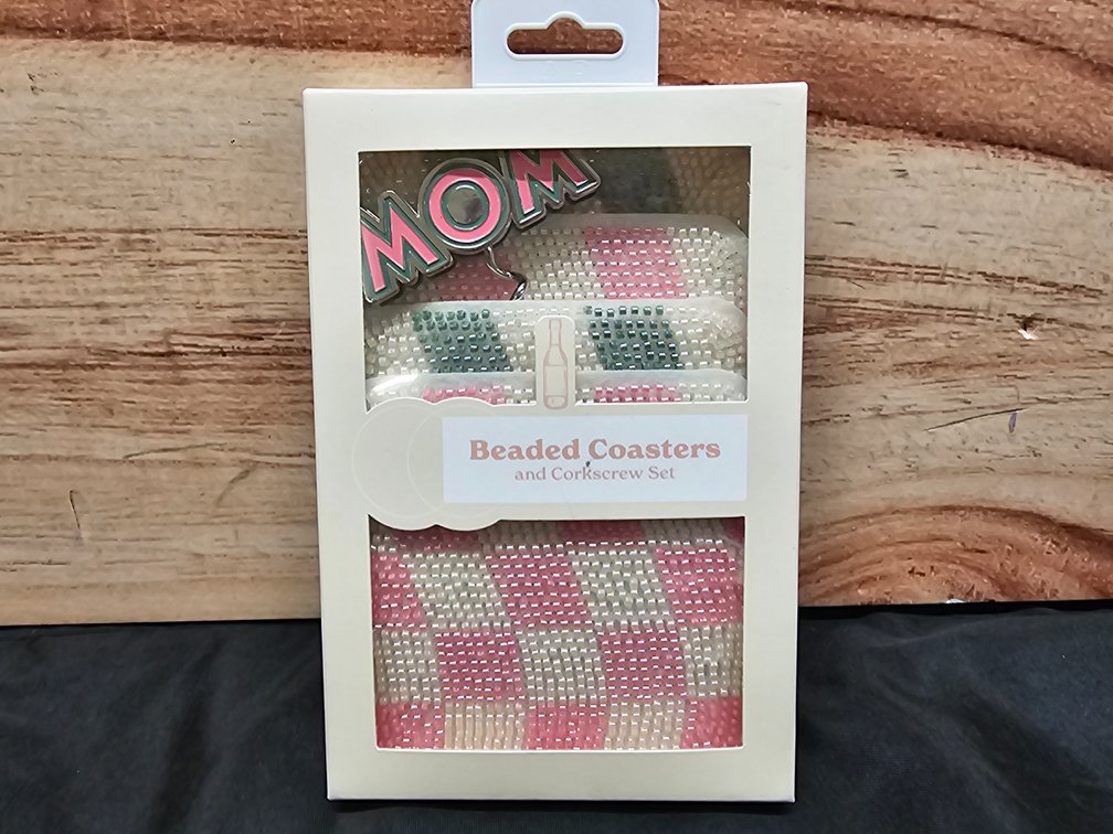 Beaded Coasters and Corkscrew Set