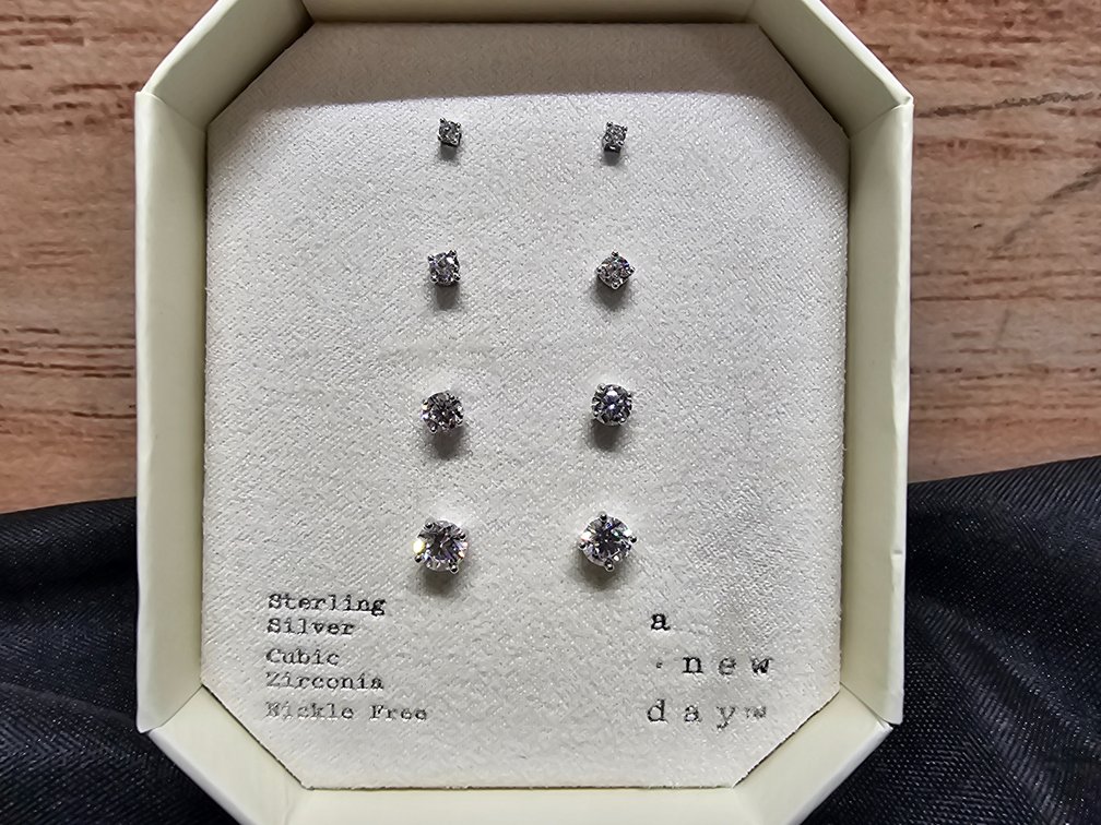 A New Day Sterling Silver Cubic Zirconia Earring Set