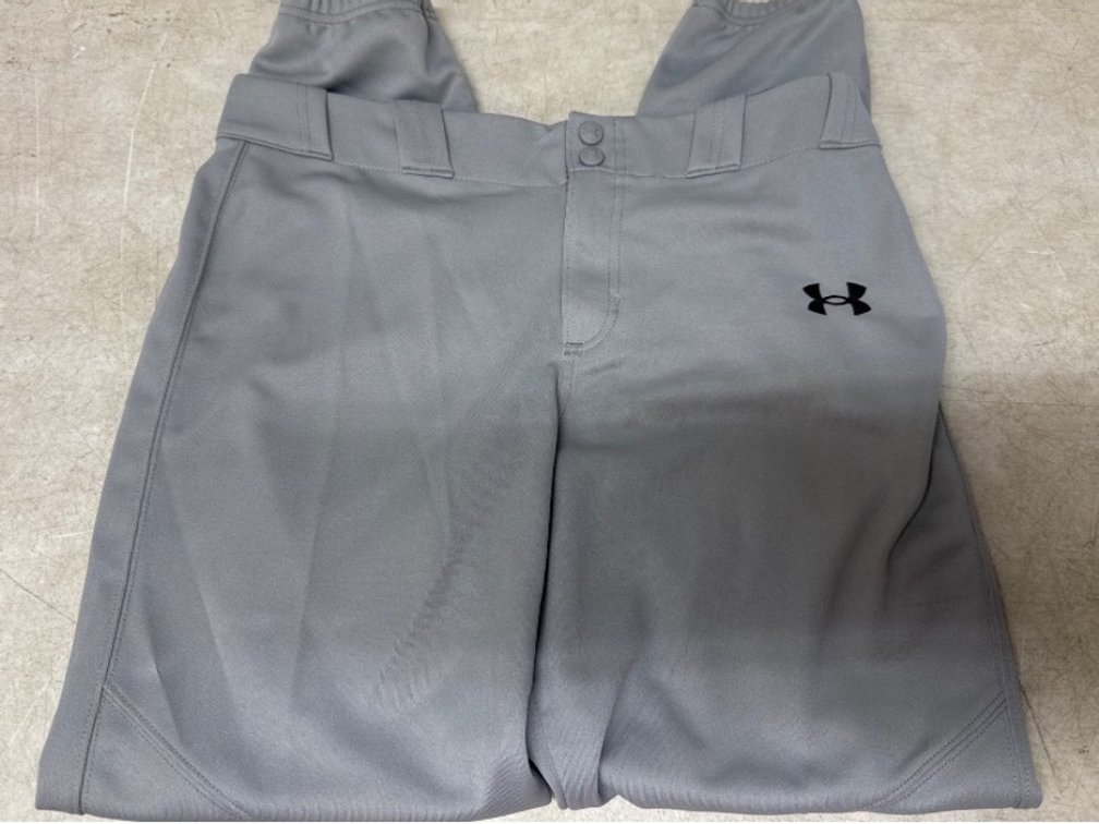 YXL all grey UA baseball pants cuffed