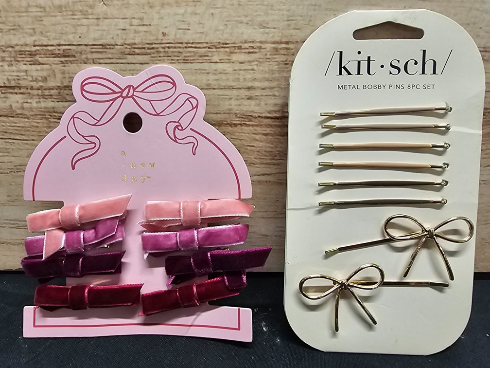 (10) Hair Clips & 8pc Metal Bobby Pins Set