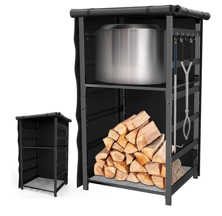 53in Storage Cabinet Station for Solo Stove Yukon/Bonfire/Ranger and more Smokeless Fire Pit Accessories with Waterproof Cover