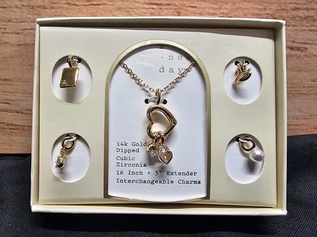 A New Day 14k Gold Dipped 16in +3in Extender Necklace W/ Interchangeable Charms