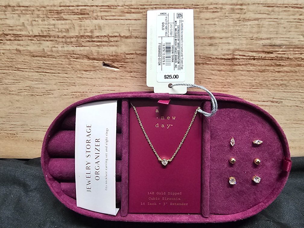 A New Day 14k Gold Dipped 16in +3in Extender Necklace Plus 3 Earring Sets