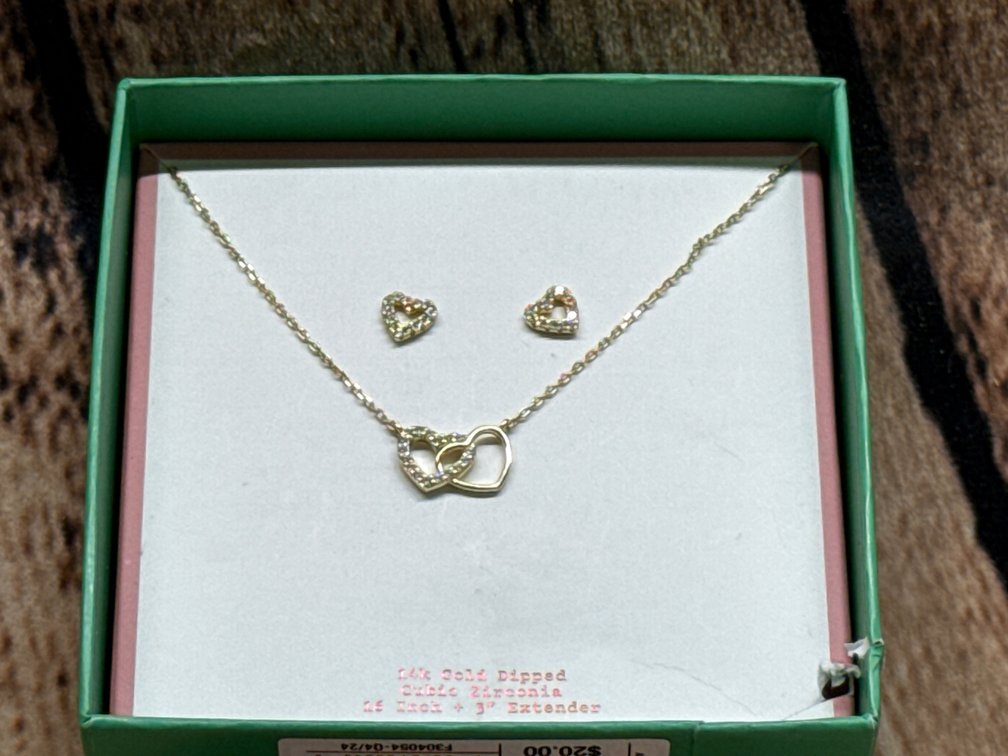 14k gold dipped 16” necklace and ears 