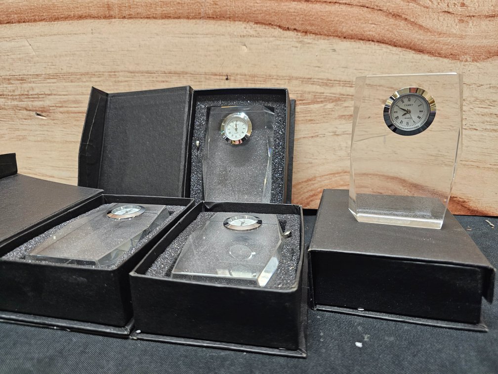 (4) Engraveable Crystal Clock 