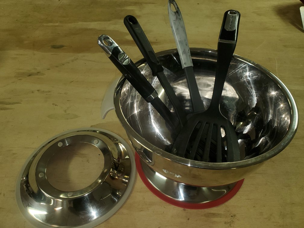 Mixing bowl with spatulas