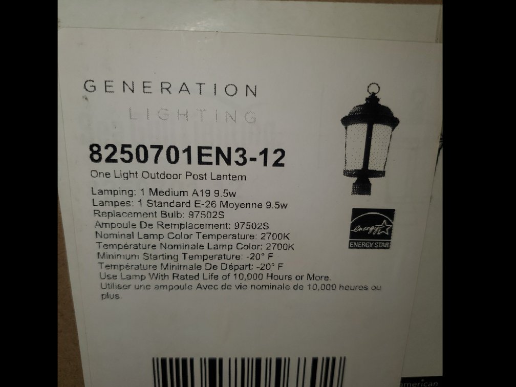 Outdoor lantern post light- new in box
