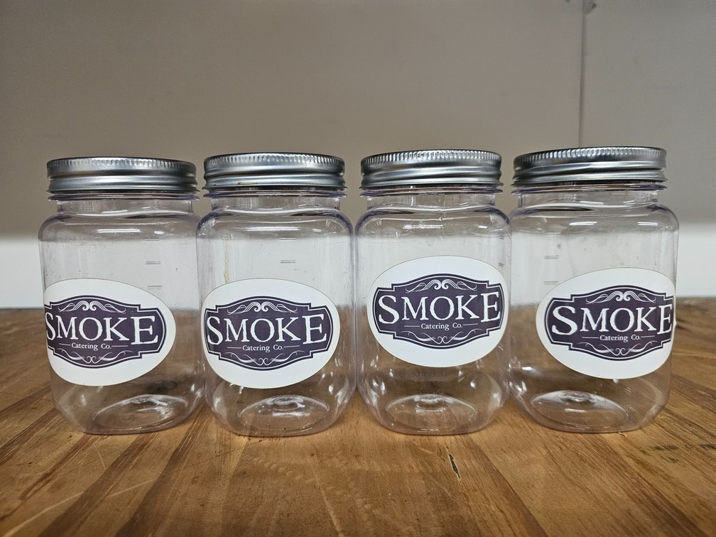 (4) Plastic Mason Jars 
