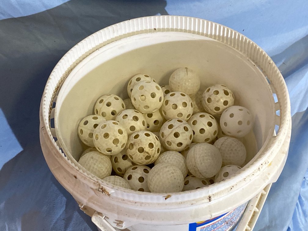 Small Bucket of Plastic Practice Golf Balls