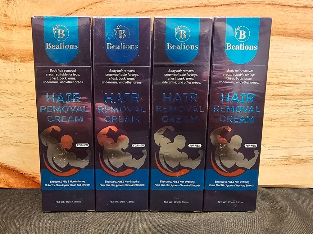 (4) Gentle Hair Removal Cream for Men: No Irritation - Effective on Intimate/Private Areas