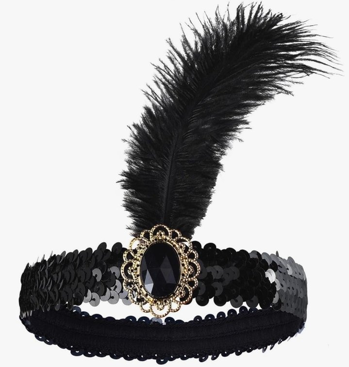 (20) 1920s Flapper Headband for Women, Feather Headwear for Gatsby Theme Party, Halloween Party Feather Headband