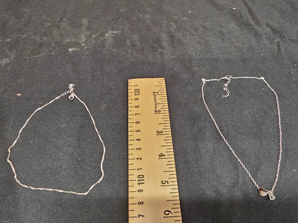 Silver Heart B & Chain Necklace 