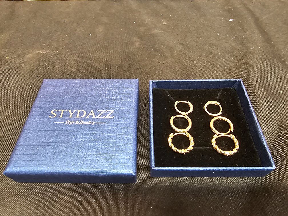 3 pair Gold Earrings 