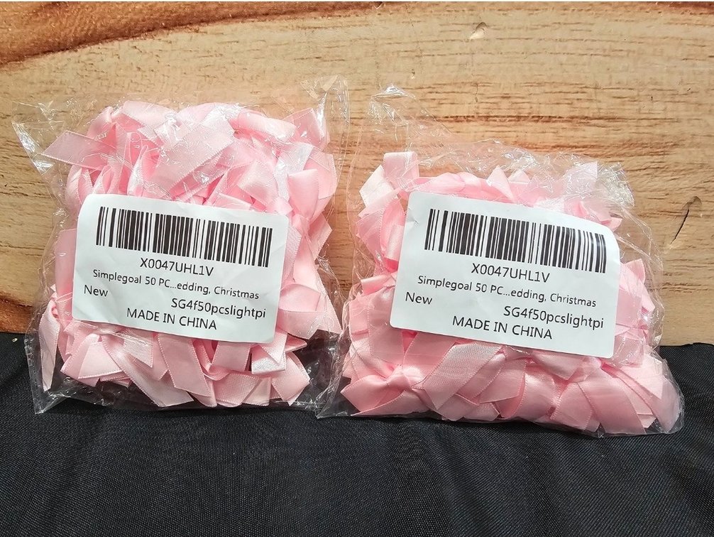 (2) 50 PCS 2" Mini Ribbon Bow Light Pink Satin Ribbon Pre-tie Bows for Crafts Gift