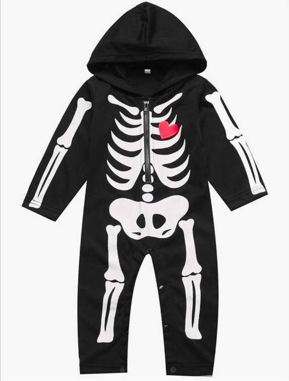 3-6M LENSOUS Baby Boy's Skeleton Halloween Costume Long Sleeve Hoodie