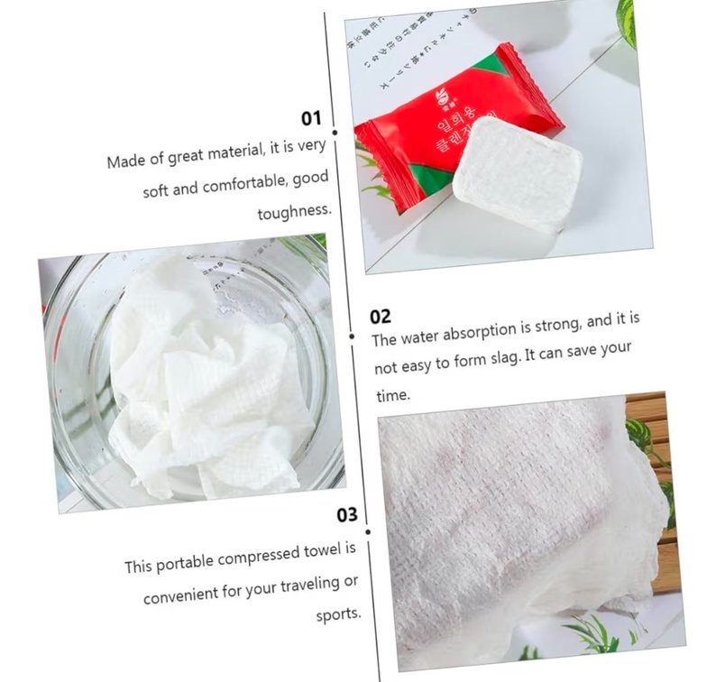 (3) Disposable Compressed Cotton Towel 
