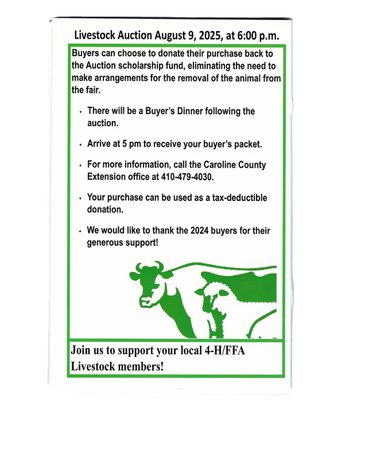 Image for 4-H / FFA Livestock Auction - Caroline Dorchester Fair