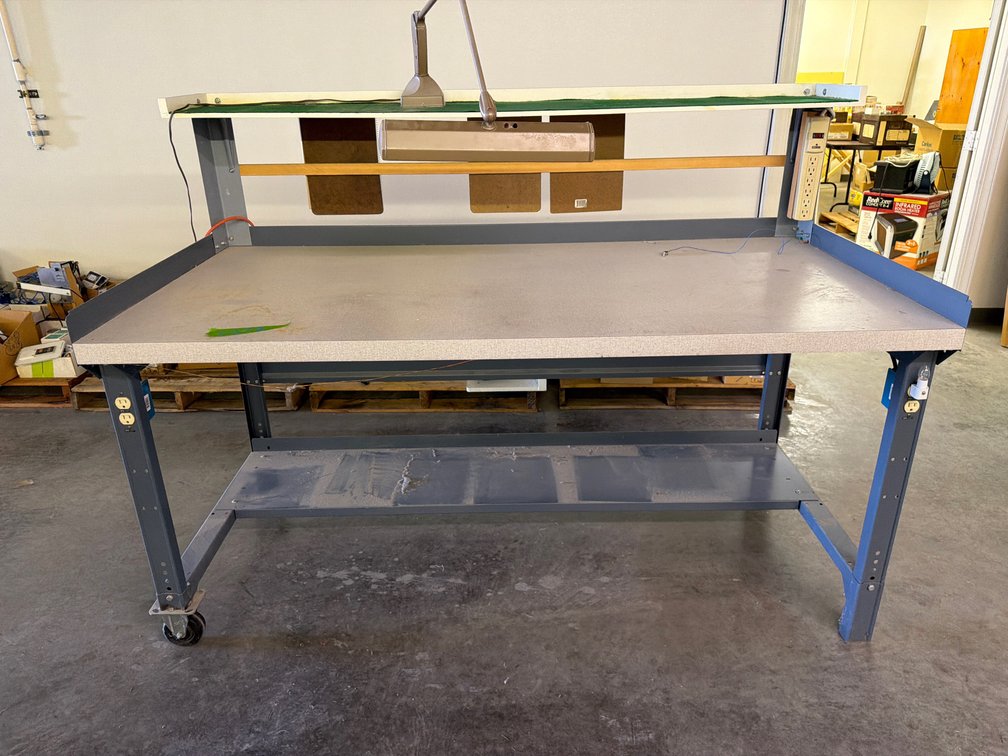 72"x36" wood top metal shop bench w/castors